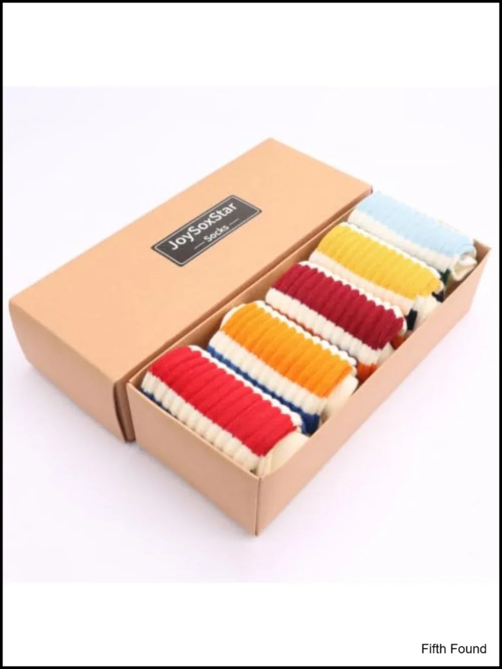 5 Pair Retro Stripe Chunky Cotton Crew Socks with Giftbox